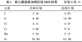 斷口截面腐蝕物區(qū)域 EDS 結(jié)果